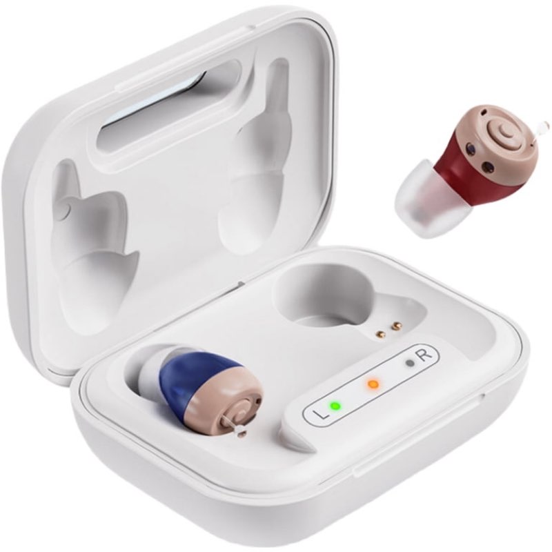 hearing aids for seniors rechargeable with noise cancelling, adults hearing amplifiers for hearing loss, hearing amplifiers with magnetic charging case,beige(a49)