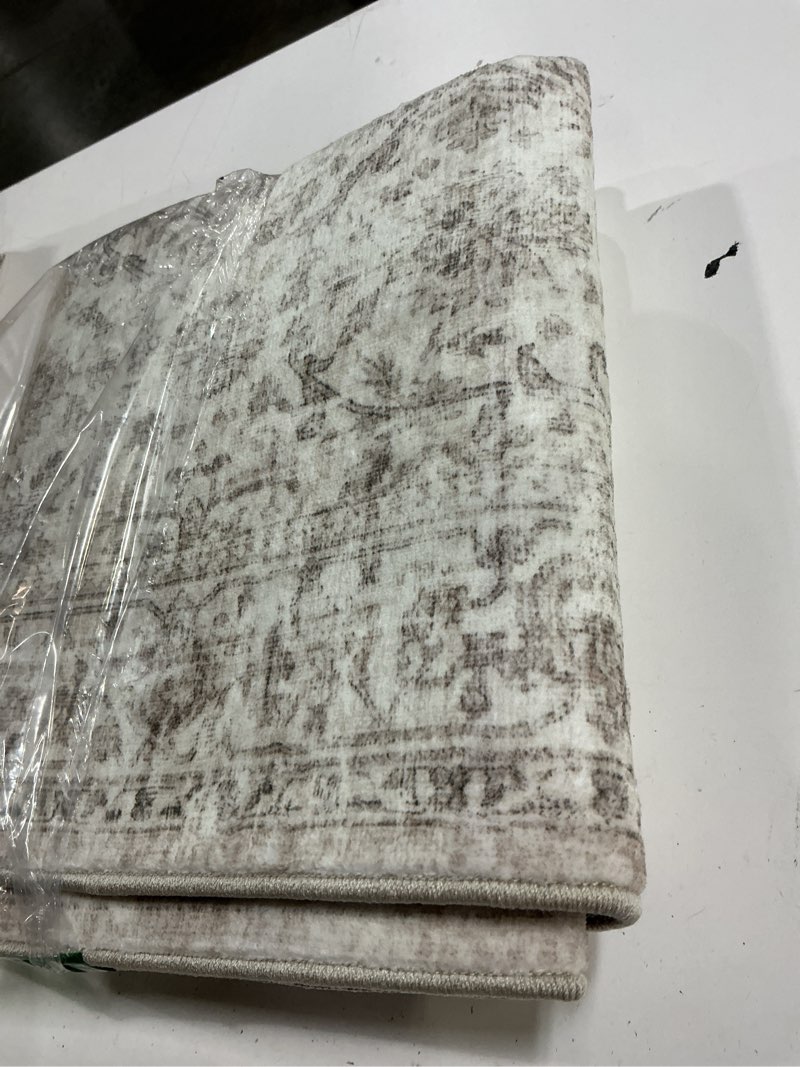 Condition photo showing Good Condition for fmfunctex 2x6 hallway runner rug beige vintage neutral washable non slip low pile traditional indoor carpet soft retro floral entryway rug for kitchen living room bedroom bathroom laundry entrance beige 2' x 6' (rectangular)