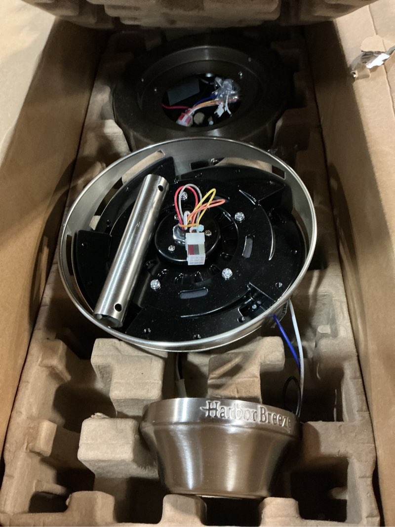 Condition photo showing Good Condition for harbor breeze amberwood 52-in brushed nickel with walnut/silver blades color-changing integrated led indoor ceiling fan with light (5-blade)