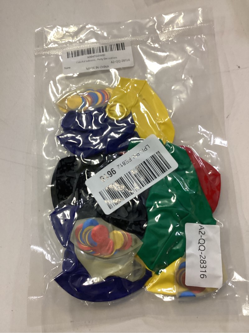 Condition photo showing As Is for 100PCS Party Balloons, 12 Inches Premium Assorted Colorful Balloons, Bulk Pack of Strong Latex Balloons for Birthday, Party, Christmas, Wedding, Anniversary and Vacation (similar item) 