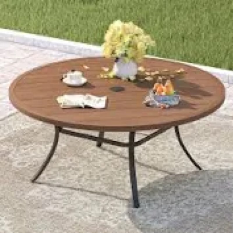 Patio Metal 60 L x 60 W Outdoor Round Dining Table