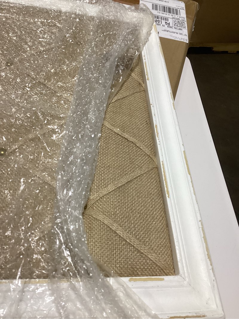 Condition photo showing Good Condition for Antique White Linen Fabric Pin Board, Message Board Wall Decor, Burlap Bulletin Board Picture Memo Board, Large Cork Boards for Walls with Frame, Vision Board for Farmhouse Home,Office Decor White