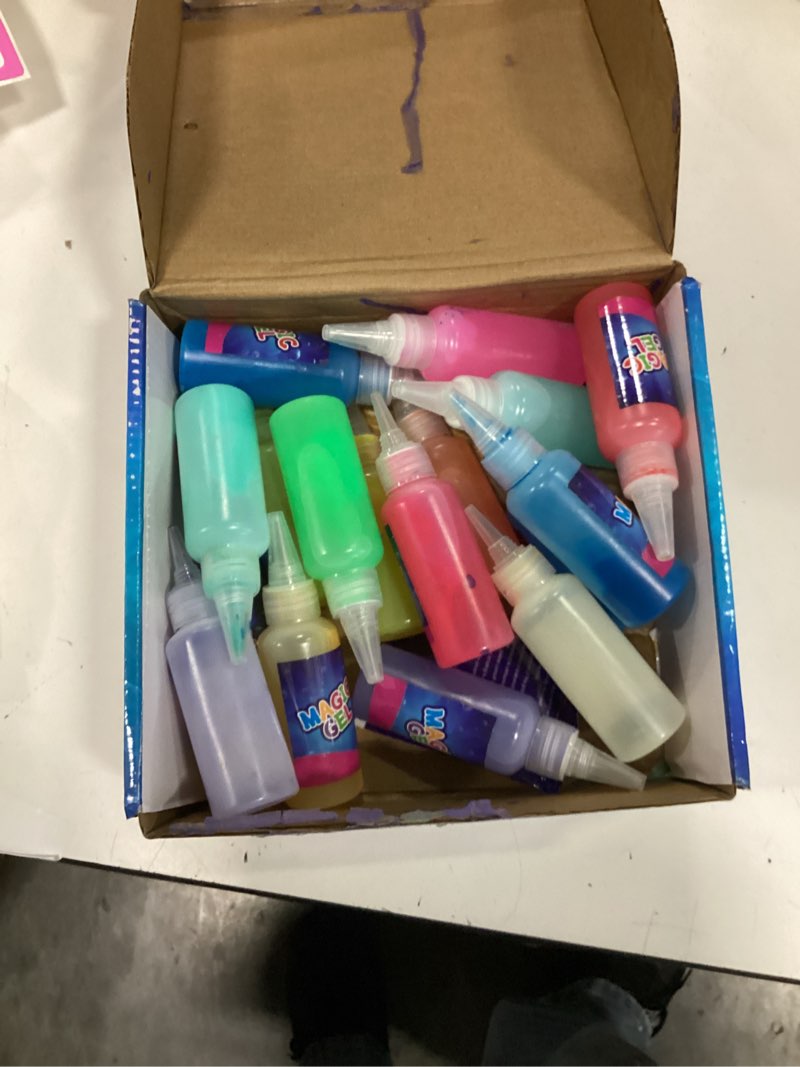 Condition photo showing As Is for yniehnoy magic water elf powder refill 6 packs + 24 bottles, aqua fairy magic gel water pets refill kit