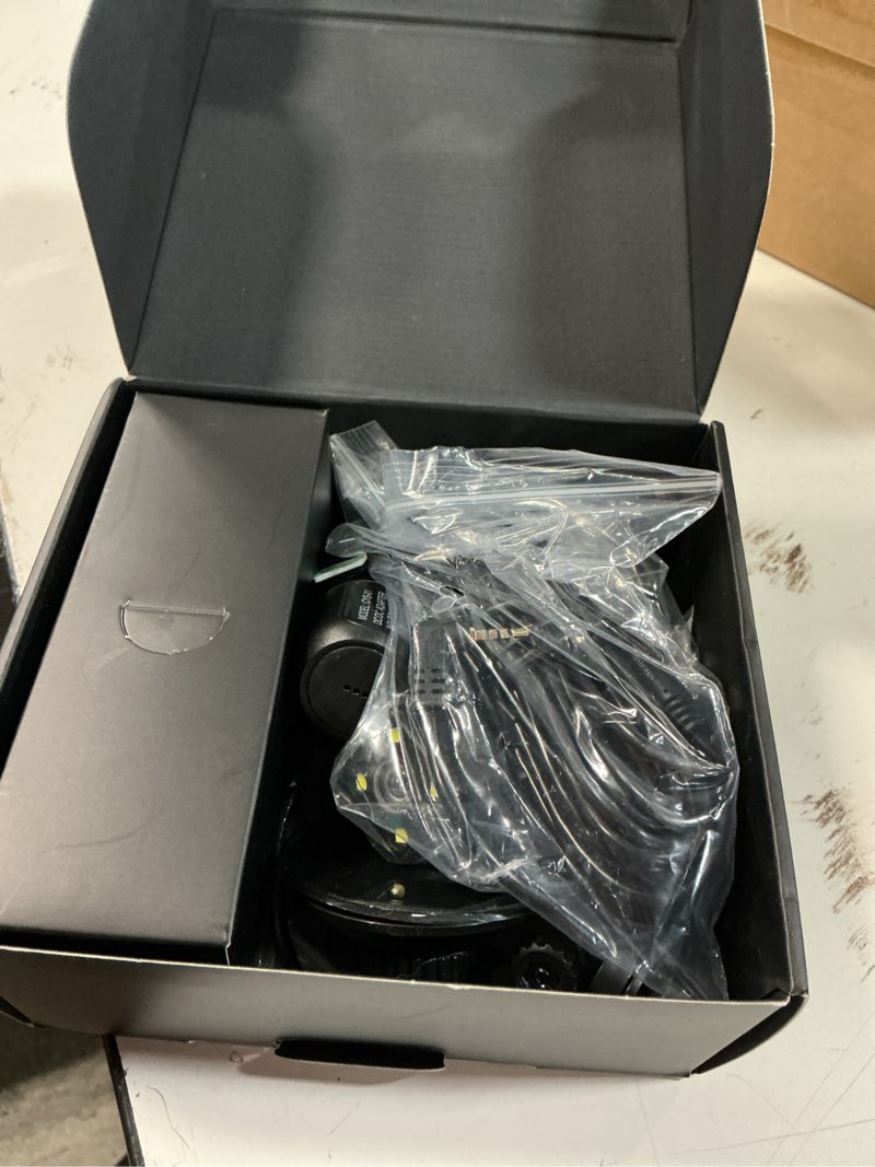 Condition photo showing Good Condition for dash cam front and rear, 1080p dash camera for cars, 3 channel car camera front rear and inside with 32gb card, loop recording, night vision, hdr, 24hr parking, g-sensor black