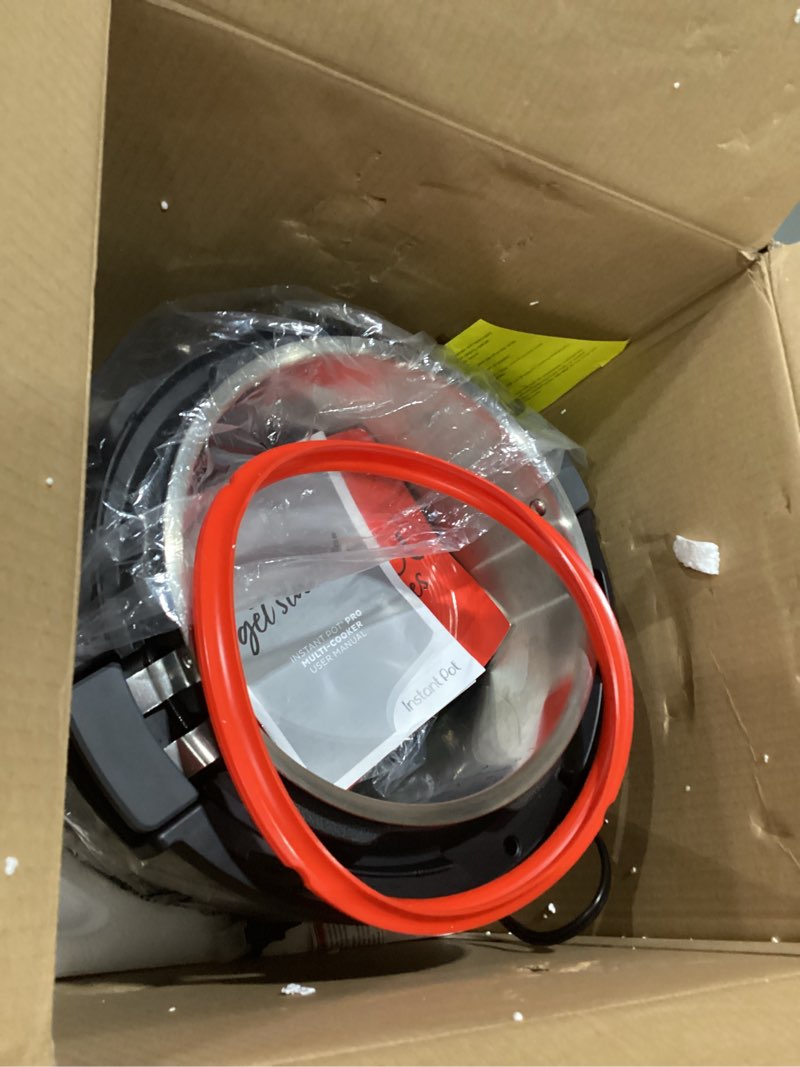 Condition photo showing Good Condition for used instant pot pro 10-in-1 pressure cooker, slow cooker, rice/grain cooker, steamer, sauté, sous vide, yogurt maker, sterilizer, and warmer, includes app with over 800 recipes, black, 6 quart 6 quarts