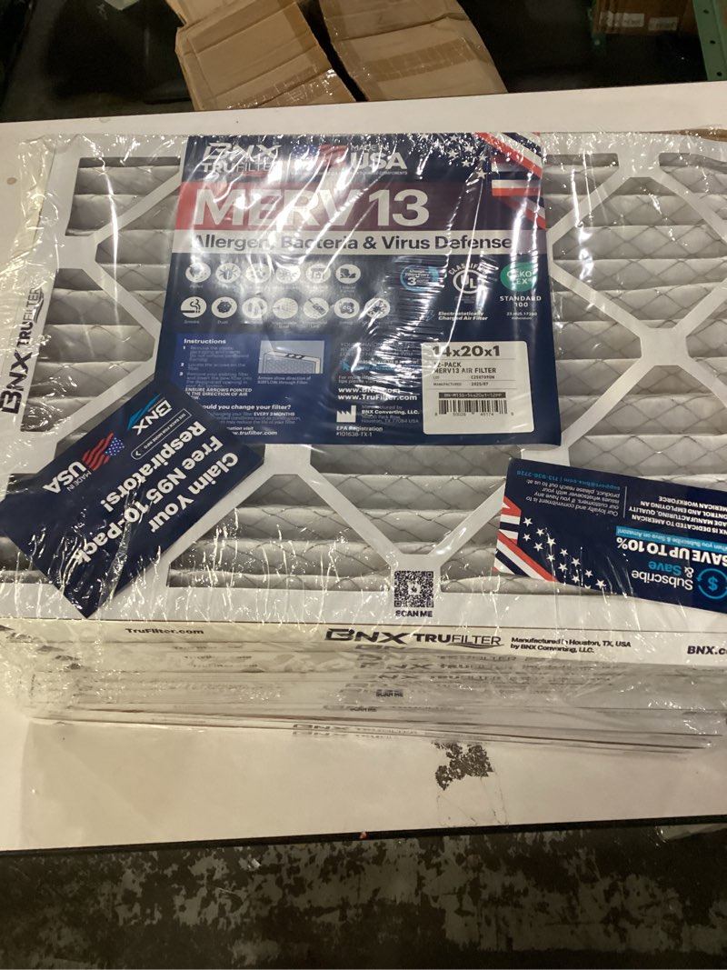 Condition photo showing New/Like New for BNX TruFilter 10x10x1 Air Filter MERV 13 (6-Pack) - MADE IN USA - Electrostatic Pleated Air Conditioner HVAC AC Furnace Filters for Allergies, Pollen, Mold, Bacteria, Smoke, Allergen, MPR 1900 FPR 10 MERV 13 10x10x1 6-Pack