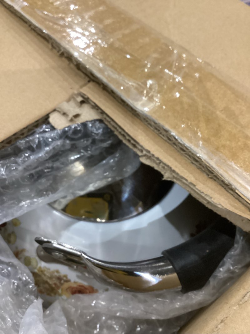 Condition photo showing As Is for Stainless Steel Whistling Tea Kettle Stovetop - 3.1QT Tea Pot for Stove Top, Vintage Floral Print, Foldable Handle, 304 Stainless Steel Interior Teatop for Tea, Coffee, Party & Gift White Rose