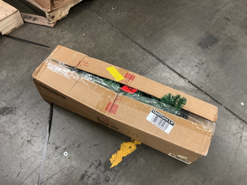 Condition photo showing As Is for 6 ft. pre-lit led slim nobile fir artificial christmas tree with 200 warm white lights and 390 tips