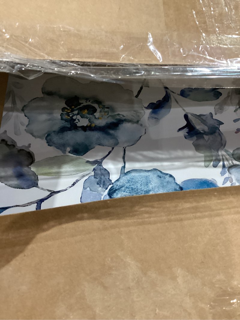 Condition photo showing Good Condition for Flower Canvas Wall Art Blue Floral Canvas Painting Pictures for Gallery Wall Decor Butterfly Flies in Indigo Flowers Canvas Prints Artwork for Living Room Bedroom Home Wall Decorations 40" X 20" 40"L x 20"W Elegant Flowers