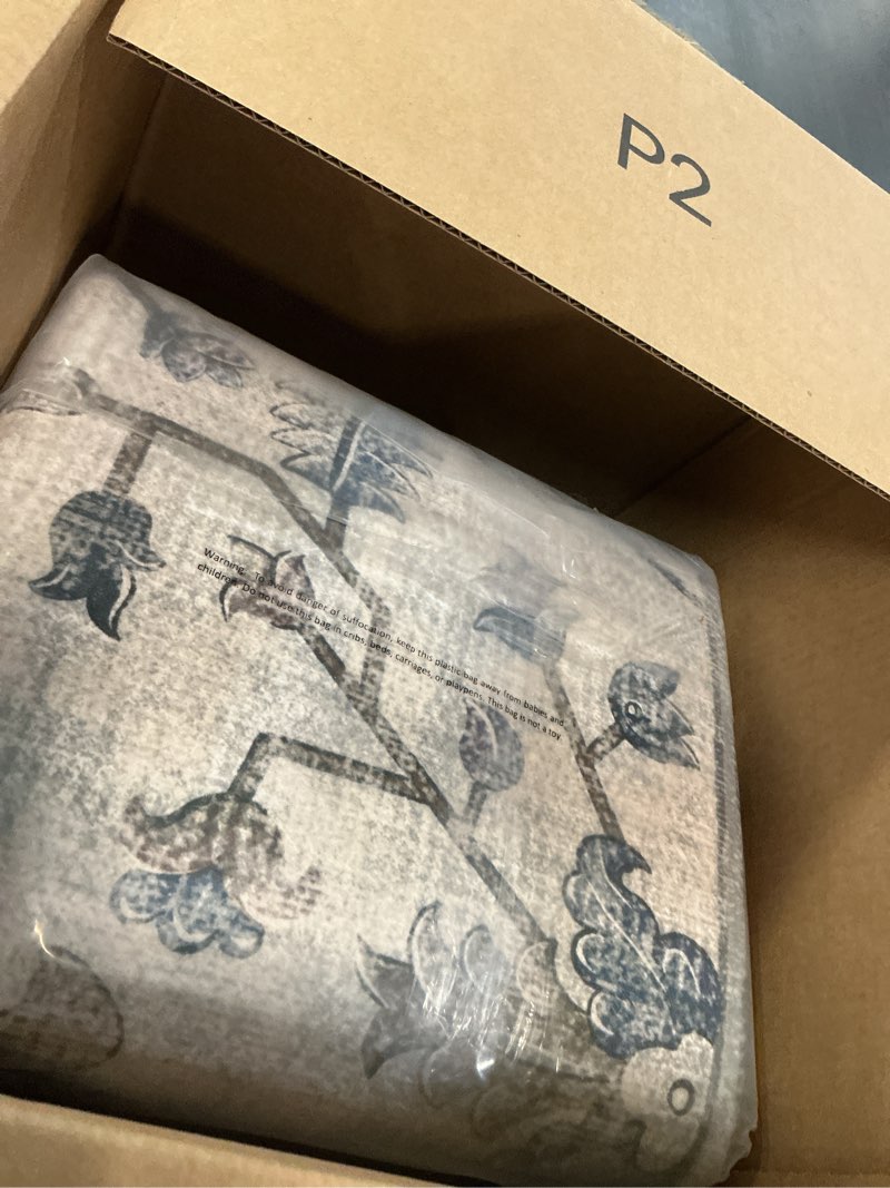 Condition photo showing Good Condition for Area Rugs 8'x10' Washable Non-Slip, Floral Vintage Distress Print Pattern Medallion Carpet for Living Room Bedroom Dining Room, Light Blue Navy Beige Gray White Blue/White/Gray/Purple 8' x 10' (Rectangular)