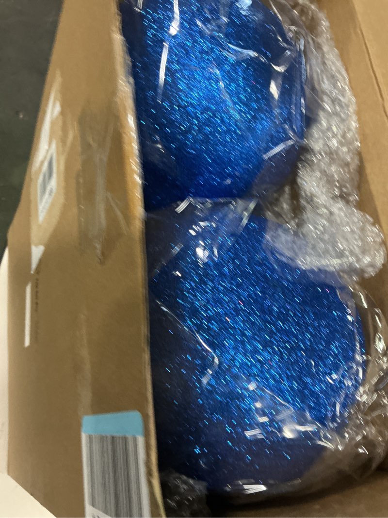 Condition photo showing New/Like New for Poen 6 Pcs 6 Inch Christmas Tree Glitter Ornaments Extra Large Shatterproof Christmas Balls Decorations Xmas with Hanging Loop for Holiday Decorations Festival Party Wreath Home Decor (Dark Blue) Dark Blue 6