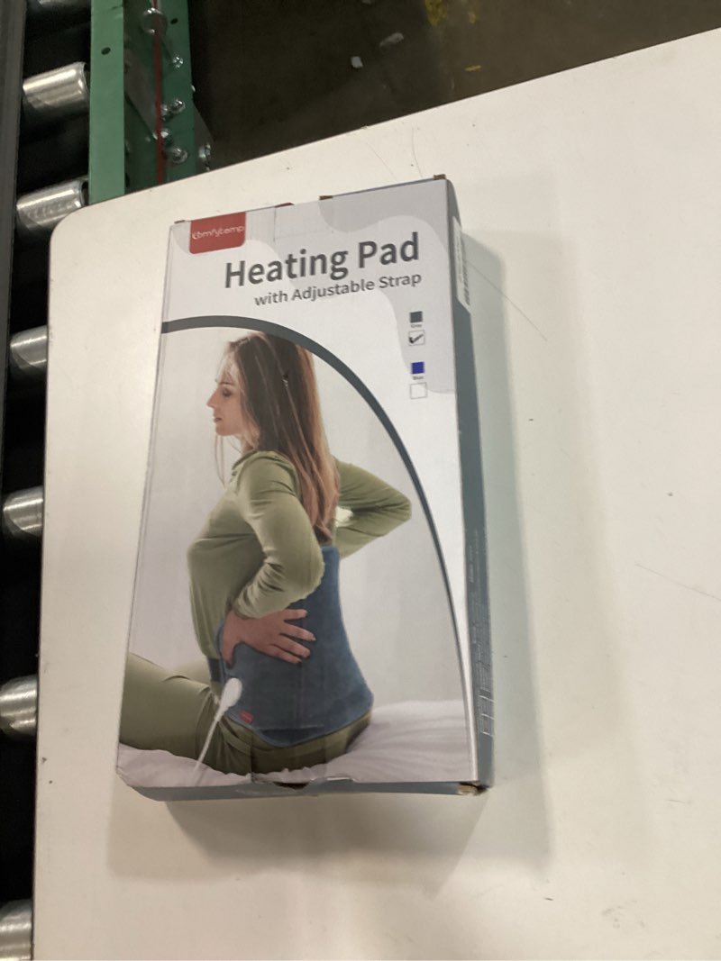 Condition photo showing New/Like New for heating pad for back, comfytemp fathers day dad gifts for men, large electric lower back heating pad, fsa eligible hsa heat pads for women mom period lumbar abdomen, xl heated belt — 11 auto-off, grey