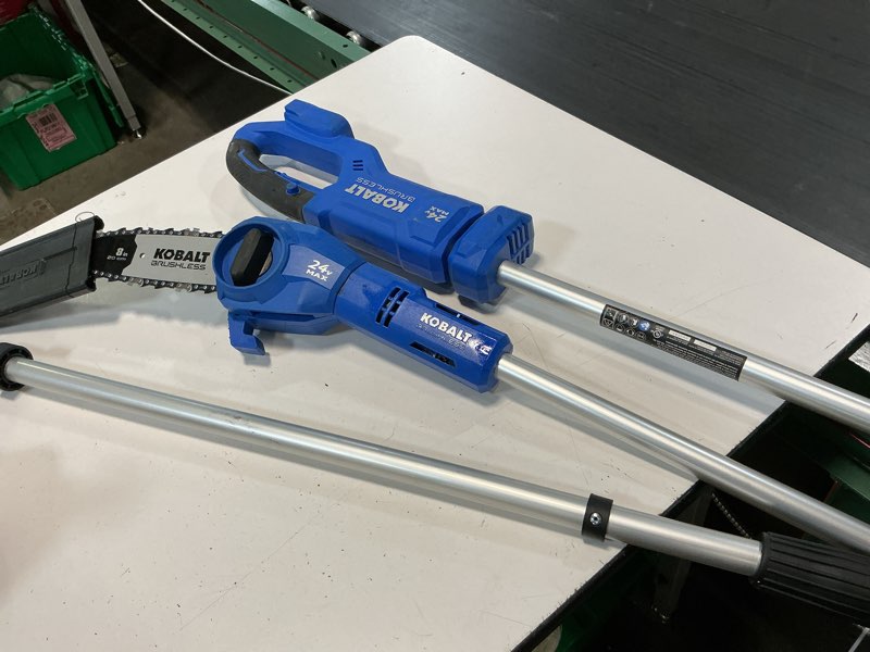 Condition photo showing As Is for kobalt 24-volt 8.0-in battery pole saw