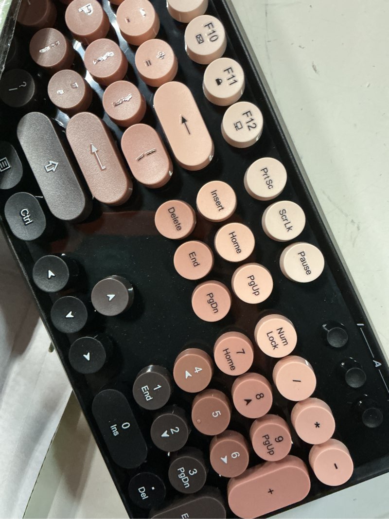 Condition photo showing Good Condition for fd wireless keyboard and mouse combo - 2.4g full-sized cute colorful mouse and keyboard with 104 round keys retro typewriter keyboard for laptop/windows/pc - black gradient v2020 black-gradient