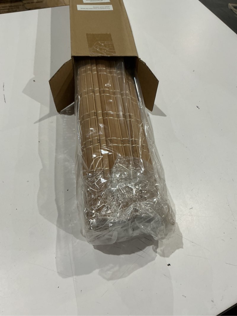 Condition photo showing Good Condition for lazblinds no tools no drill cordless bamboo roman shades, light filtering window treatment, roll up bamboo blinds for windows 25'' w x 64'' h, brown light filtering-brown206 25" w x 64" h