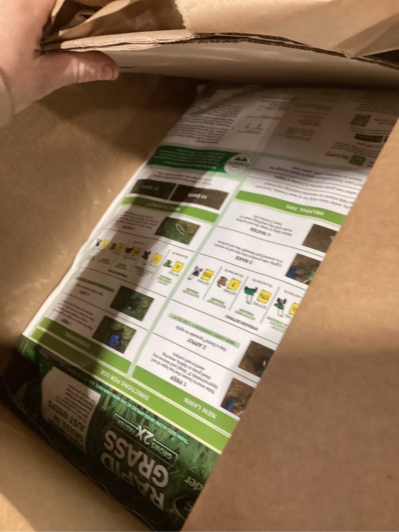 Condition photo showing As Is for Scotts Turf Builder Rapid Grass Tall Fescue Mix, Combination Grass Seed and Fertilizer, Grows Green Grass in Just Weeks, 16 lbs. 16 lb.