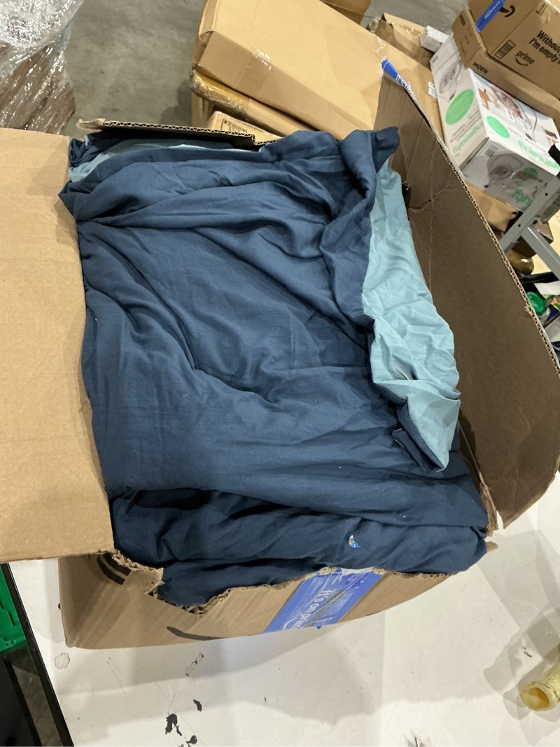 Condition photo showing As Is for bedsure king comforter set, navy blue soft prewashed bedding for all seasons, 3 pieces gentlesoft™ bed set, 1 lightweight comforter (104"x90") and 2 pillowcases (20"x36") king(104"x90") 34 - navy/blue