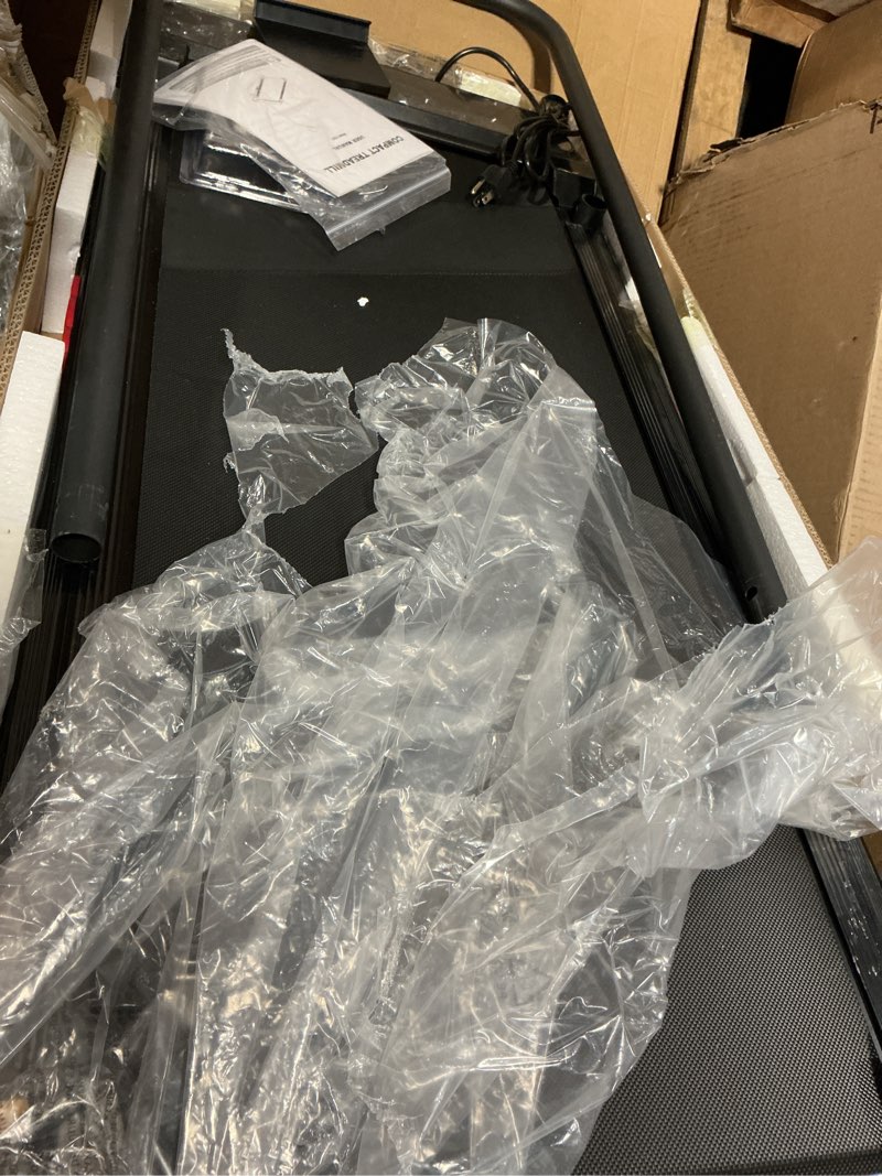 Condition photo showing As Is for Walking Pad with Handle Bar and Incline, 3.0HP Electric Portable Small Treadmills with Incline for Home Small Spaces, 0.6-7.6MPH Compact Walking Pads Treadmill with Handles, 350LBS
