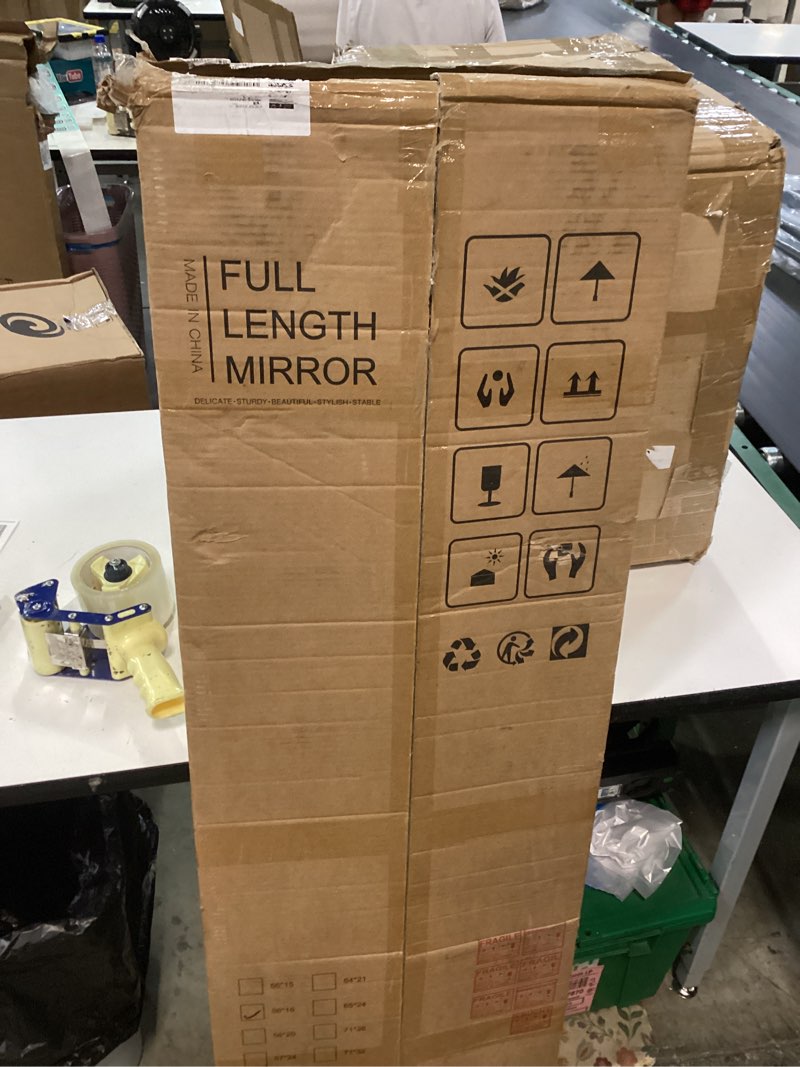 Condition photo showing New/Like New for beautypeak full length mirror with stand, 56\"x16in\" floor mirror with aluminum alloy thin frame, shattervue tempered full body mirrors, free standing or wall-mounted mirrors for living room, silver silver 56\"l x 21\"w