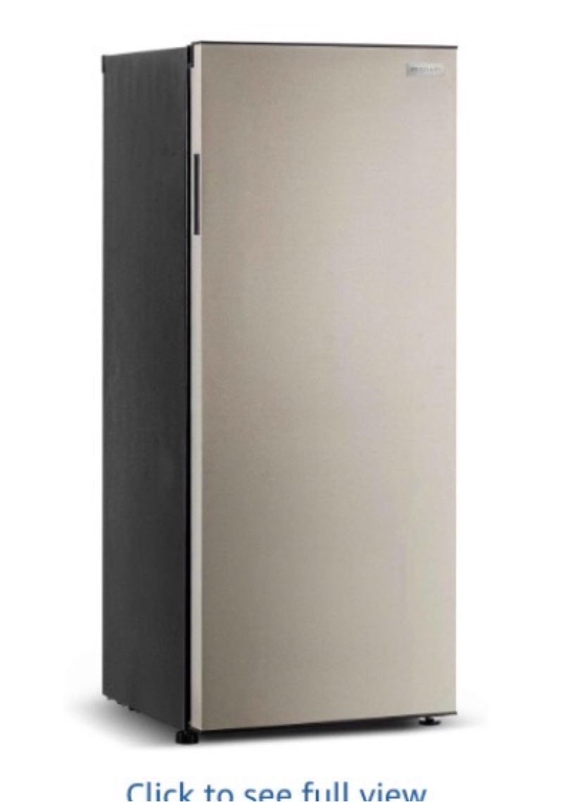 frigidaire 10 cu. ft. upright convertible fridge/freezer, reversible door, removable glass shelves, adjustable controls, platinum finish