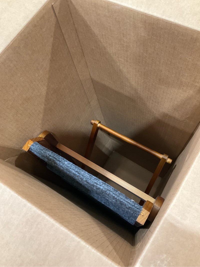 Condition photo showing As Is for Adjustable Dog Ramp for Bed - 39" Long Foldable Wooden Ramp for Dogs to Get on Bed, Couch, or Car with 13.4" Wide Walking Space (Walnut Wood with Gray Carpet, Medium) Walnut Wood 39” Long x 13.4” Wide