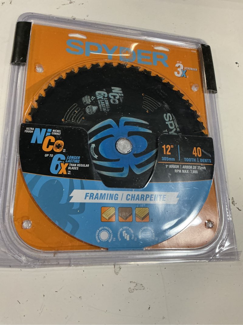 Condition photo showing As Is for spyder 12-in 40 -tooth rough finish tungsten carbide-tipped steel miter/table saw blade