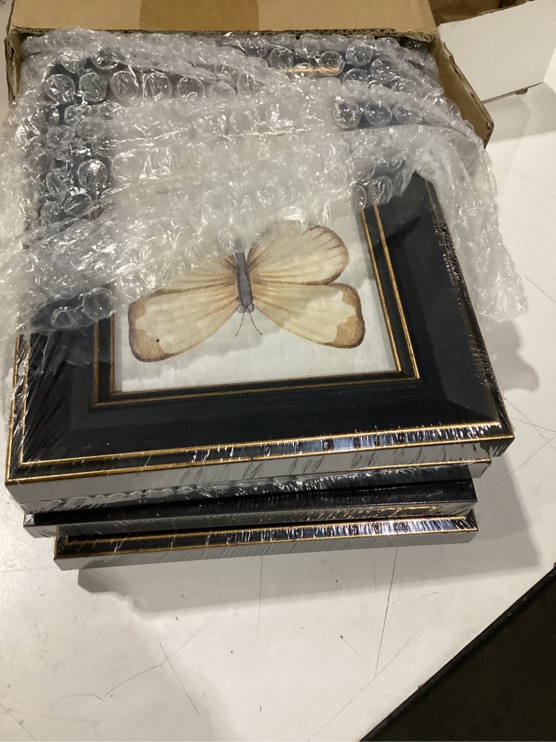 Condition photo showing New/Like New for black 4x6 picture frames, rustic distressed 4 x 6 photo frame set of 4, vintage farmhouse black and gold frame with mat for 3.5x5, small matted frame for wall hanging or tabletop, home decor, 4 pack