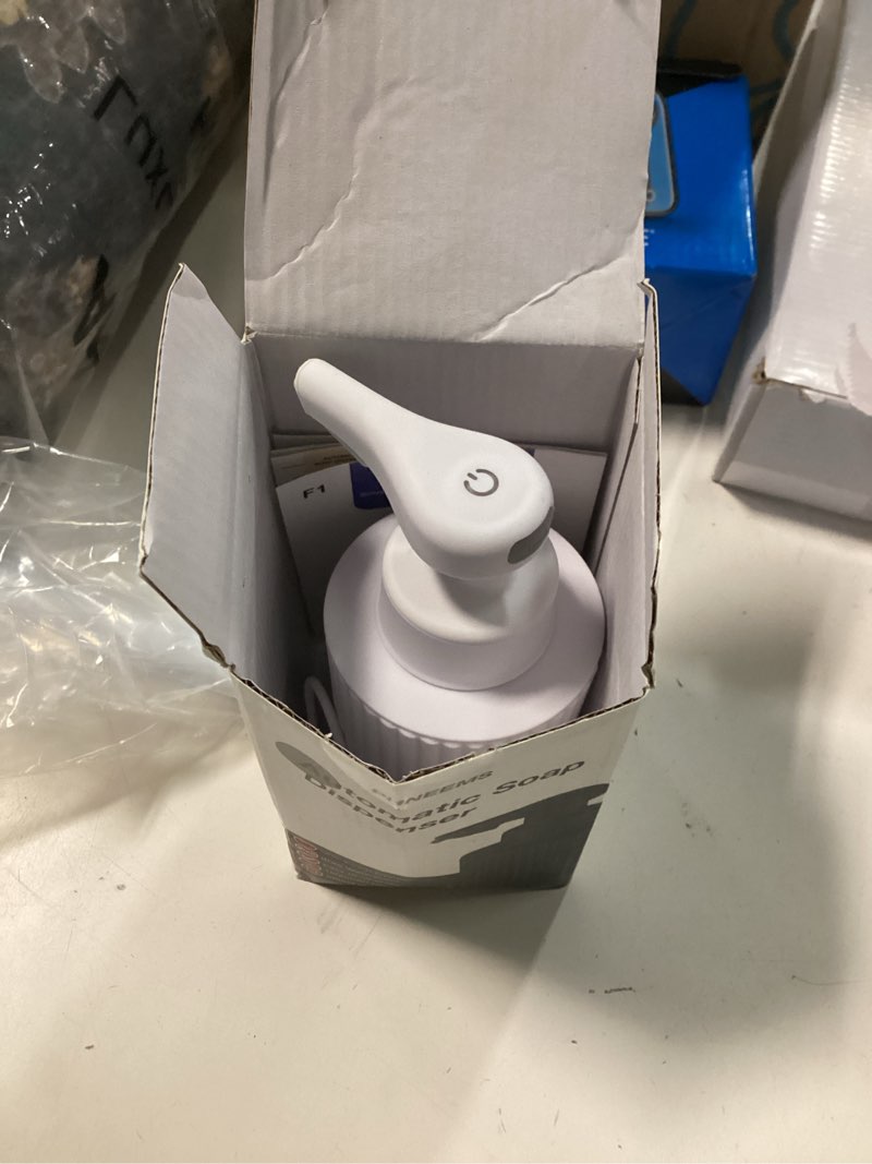 Condition photo showing As Is for Automatic Soap Dispenser Foaming Touchless: 9oz White Plastic - Rechargeable Electric Smart Auto Foam Soap Dispenser - Hand Dish Bathroom Kitchen White Foam Type