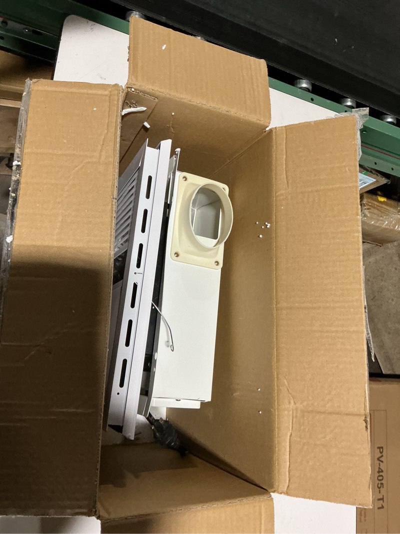 Condition photo showing As Is for 4-in-1 bathroom exhaust fan with heater, 1100w/2200w dual heating, 220 cfm ventilation, 6000k 1800lm led light, quiet bath fan with light and heat, ceiling mount, plug-in or hardwired white-2200w