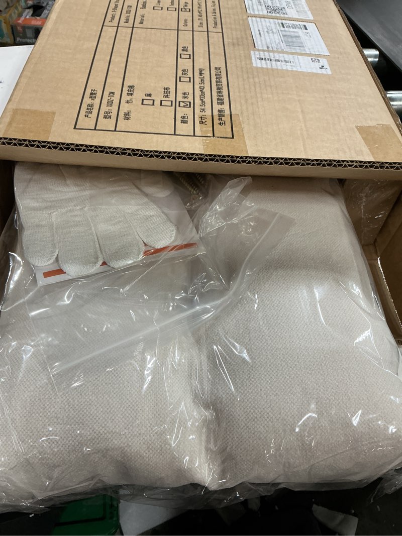 Condition photo showing item condition for Ottoman Foot Rest- Bamboo Foldable Stool, Foot Stools Small Ottman with Upholstered & X Legs, Folding Stool for Makeup, Bedroom and Living Room (Large Beige) Beige 2