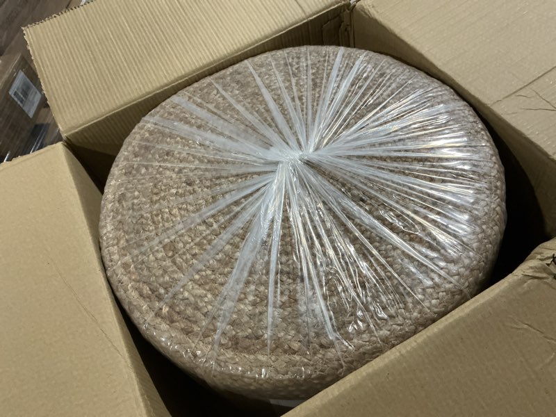 Condition photo showing Good Condition for scandilivin homes pouf ottoman - 100% natural jute braided- footrest pouf hand knitted - traditional cord boho pouffe - for the living room, bedroom, nursery, patio, lounge (20" x 20" x 10") natural 20"x20"x10"