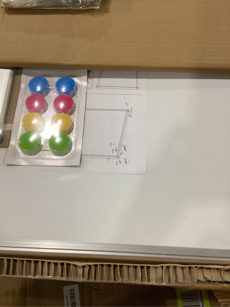 Condition photo showing New/Like New for walglass double-sided white board, 24" x 18" dry erase board magnetic whiteboard for wall, hanging mounted whiteboard silver aluminium frame for home, school, office, kitchen white 1-pack 24"w x 18"h