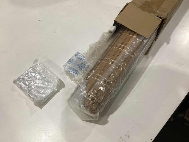 Condition photo showing New/Like New for lazblinds no tools no drill bamboo roller shades, cordless bamboo blinds, light filtering roll up blinds for windows, french door, porch or patio privacy screen, 12'' w x 40'' h, brown206 brown206 12'' w x 40'' h