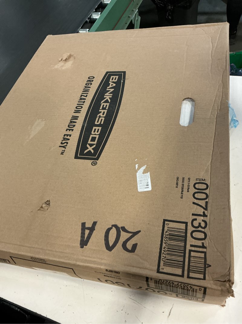 Condition photo showing New/Like New for bankers box 12 pack standard duty file storage boxes, standard assembly, removable lid, letter/legal (0071301)