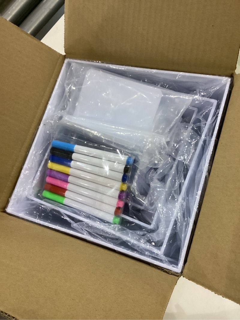 Condition photo showing New/Like New for 6 Pcs White Acrylic Buffet Risers with Mini Sign and Maker, Food Display Stands for Buffet Table Party Catering Dessert Jewelry Collectibles,Nesting Cube Boxes with Hollow Bottoms (8",7",6",5",4",4") 8" 7" 6" 5" 4" 4"