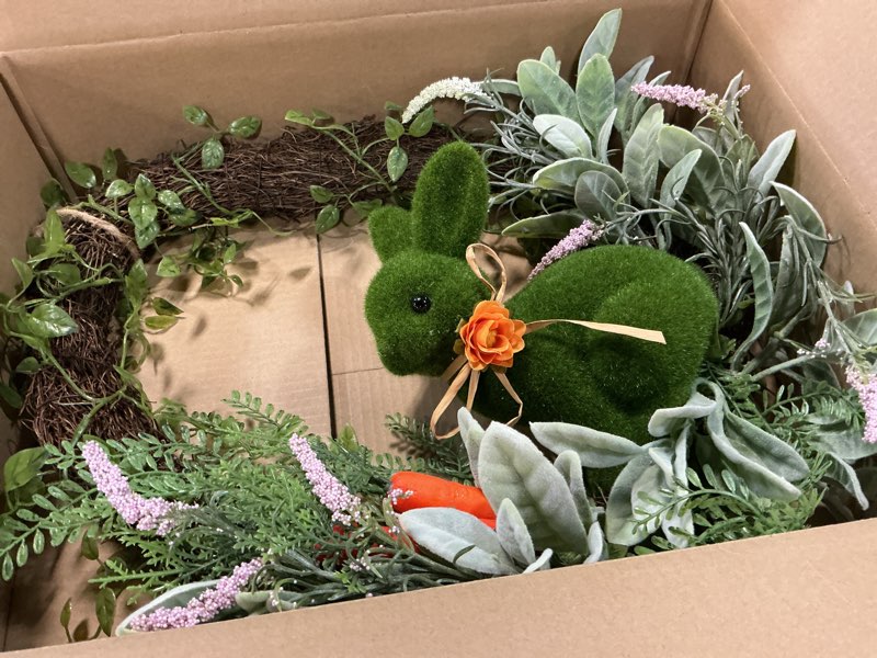 Condition photo showing Good Condition for easter wreath for front door 18” rustic moss bunny floral wreath rabbit decorations spring decor door wreath for home party easter gifts celebrations