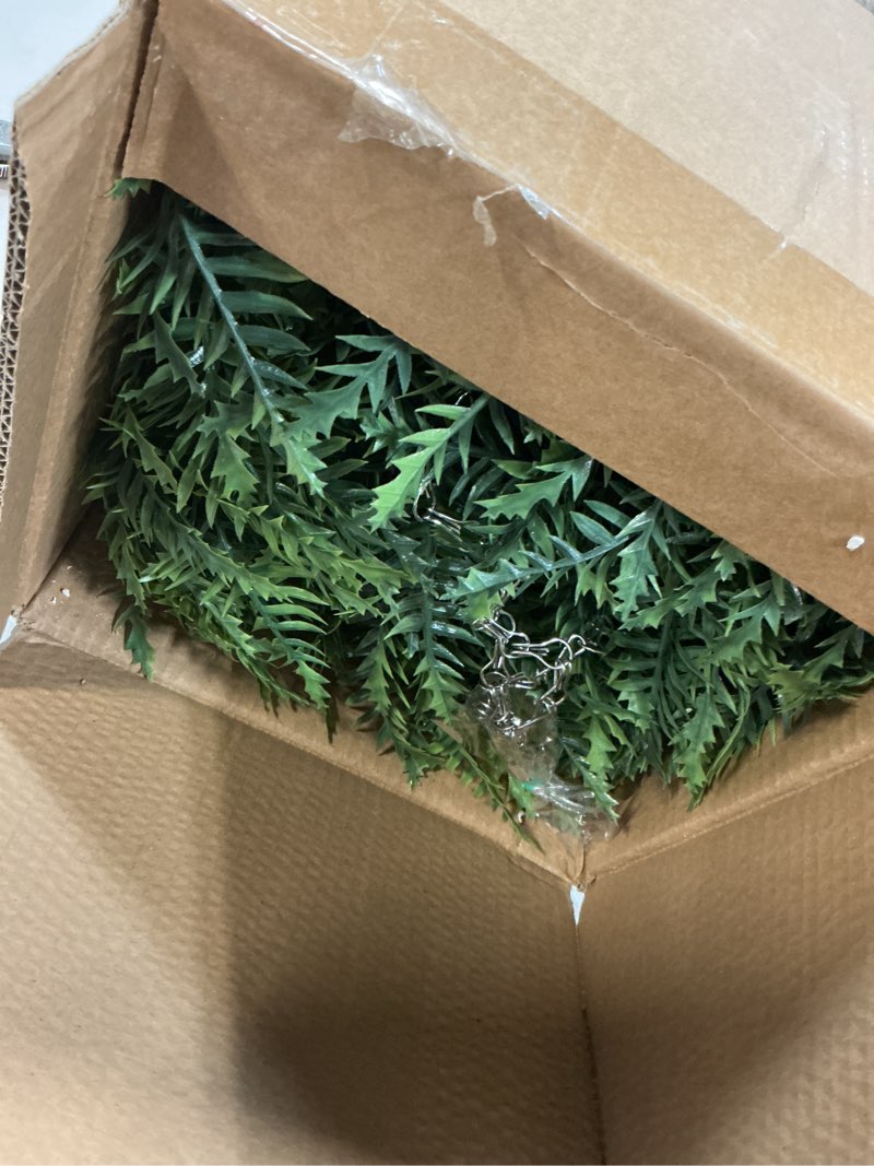 Condition photo showing Good Condition for outdoor fake hanging fern – artificial hanging ferns 2 pack, large faux boston fern bushes, uv resistant outdoor hanging plants for front porch, patio & indoor decor green