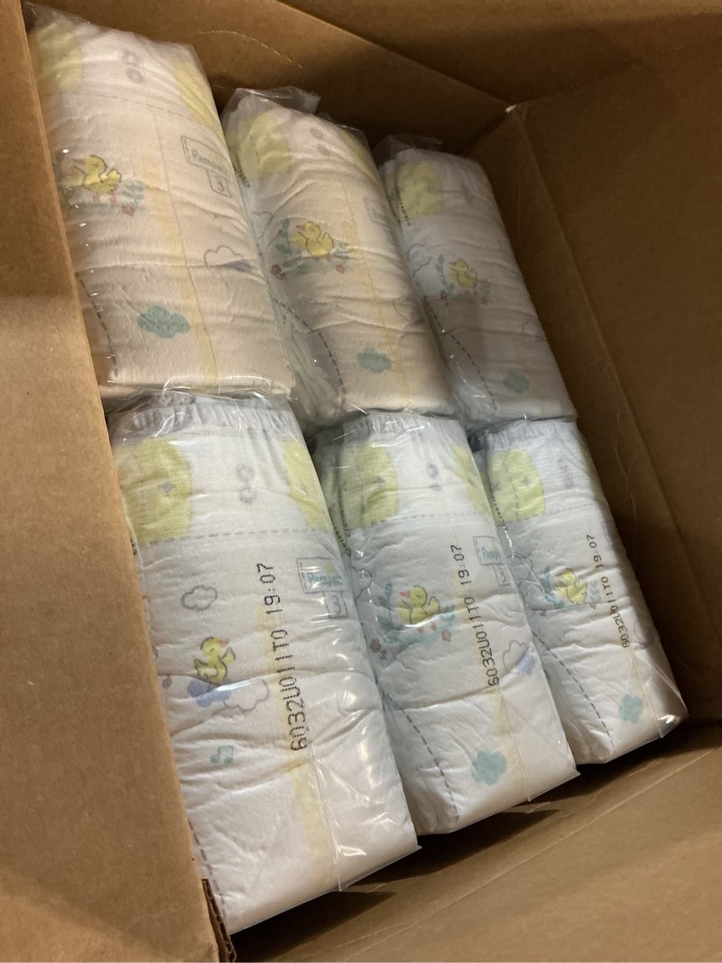 Condition photo showing Good Condition for pampers swaddlers diapers, size 3 (13-26 lbs), 168 count, absorbent, keeps baby dry and comfortable, skin safe disposable baby diaper size 3 168