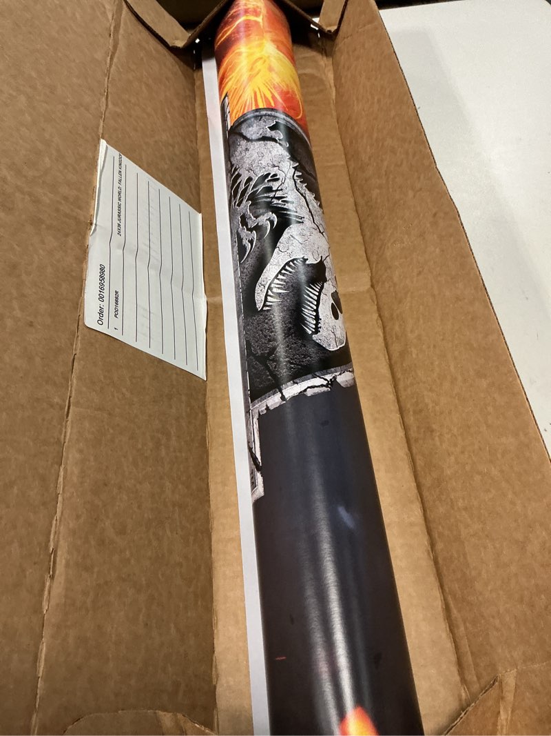 Condition photo showing As Is for 24x36 jurassic world: fallen kingdom - group wall poster, 36l" x 24w", unframed version premium unframed version 36"l x 24"w