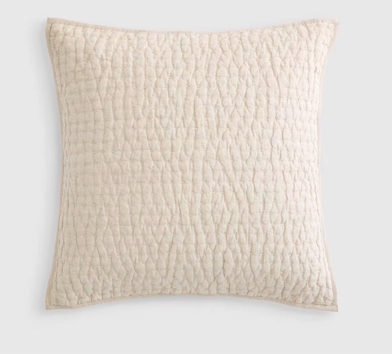 quince european linen cotton stitch quilted euro sham, euro, natural set of 2