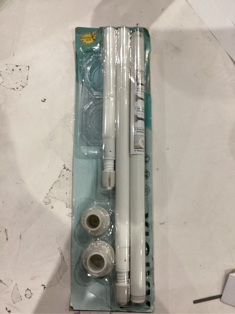 Condition photo showing As Is for Shower Curtain Rod 28-48 inch Heavy Duty Tension Curtain Rod No Drilling Adjustable Tension Rod Spring Shower Rod for Bathroom Closet,Stainless Steel,White White Y3(28-48in)