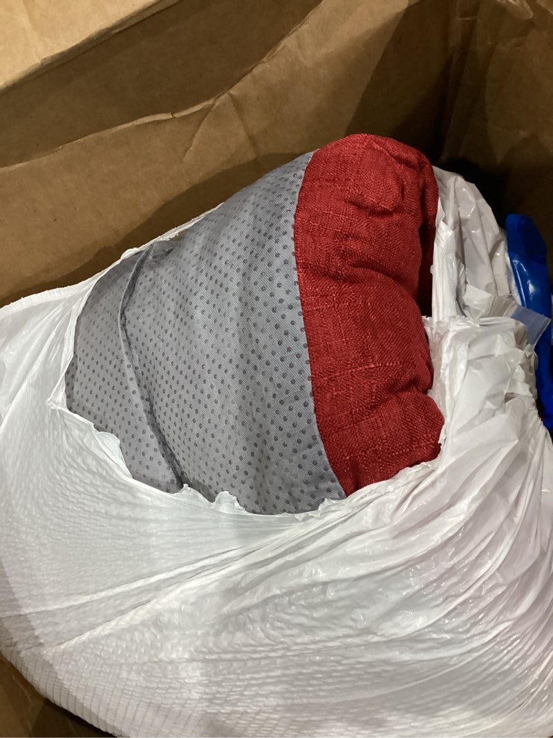 Condition photo showing As Is for Bench Cushion 42 inches,Indoor/Outdoor Non-Slip Tufted Cushions, Premium Waterproof Linen, Soft Piano Sofa Cushions, Entryway Storage, Bay Window, High-Density Memory Foam(Dark Red-42x16x4in) Dark Red 42x16x4in