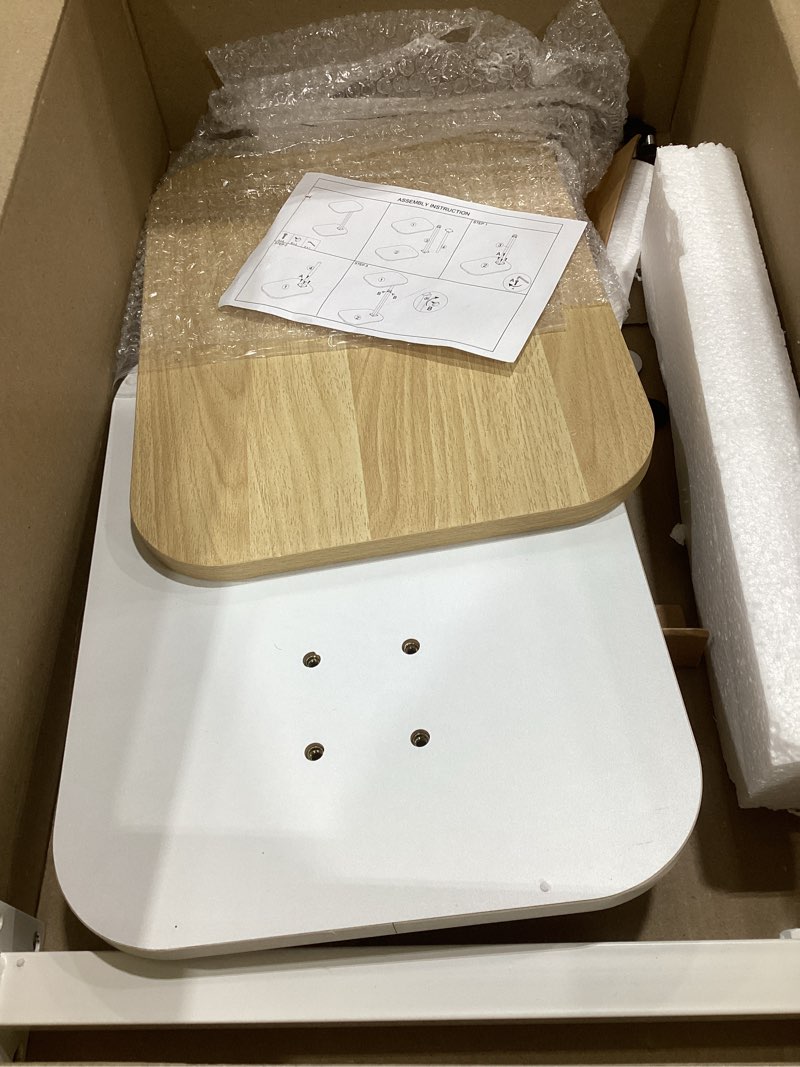 Condition photo showing As Is for c shaped end table for couch, adjustable height couch side table, horizontal 360°swivel small tv tray table couch side tables that slide under (wood)