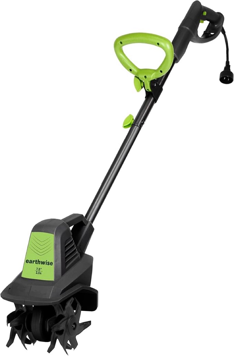 earthwise tc70025 7.5-inch 2.5-amp corded electric tiller/cultivator, 7.5-inch, 2.5-amp corded, grey