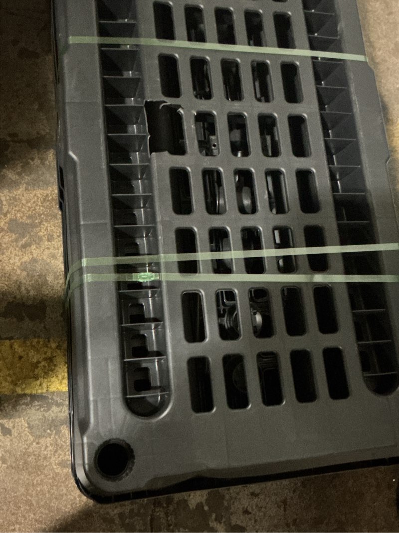 Condition photo showing As Is for project source plastic heavy duty 5-tier utility shelving unit (36-in w x 18-in d x 72-in h), black, (150-lb capacity per shelf)