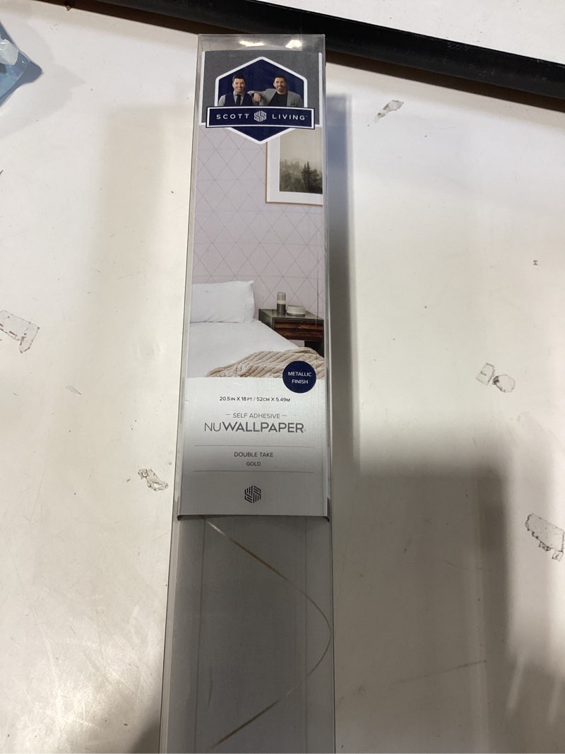 Condition photo showing Good Condition for scott living 216-in by 20.5-in double take gold self adhesive wallpaper