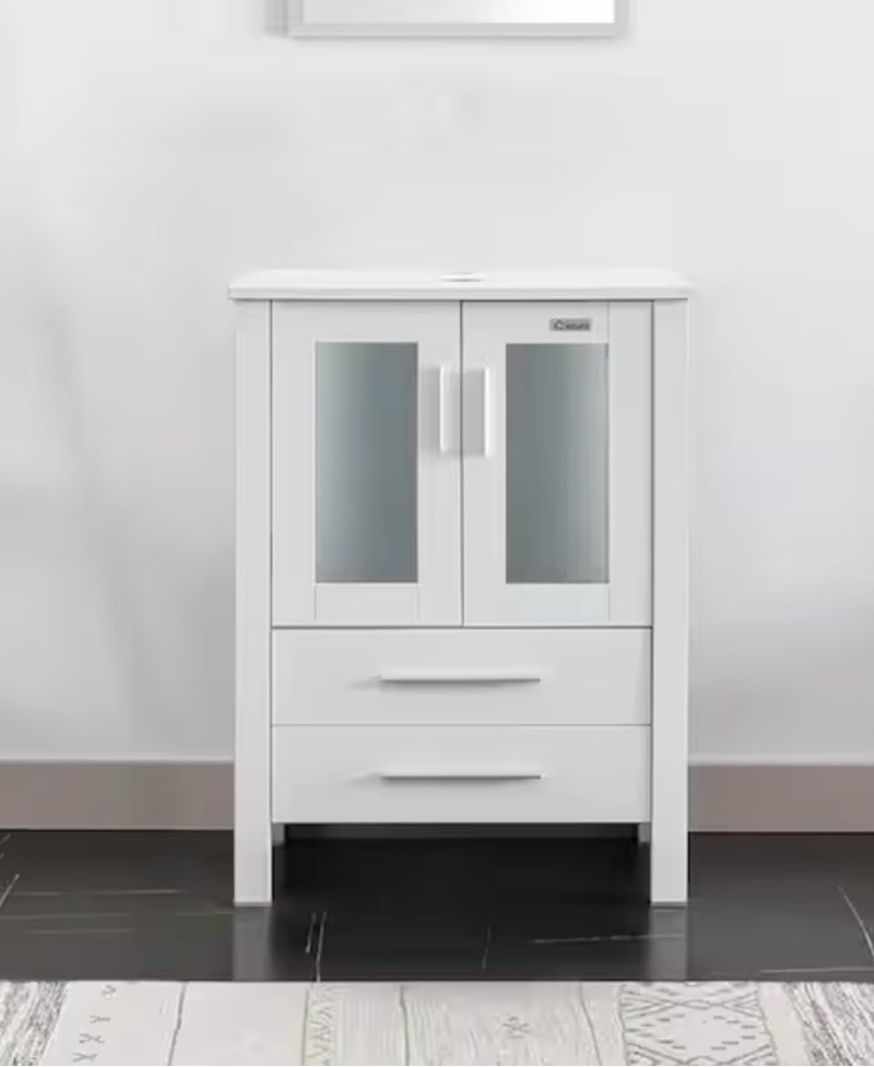 24 in. W x 19.7 in. D x 32 in. H Bath Vanity in white