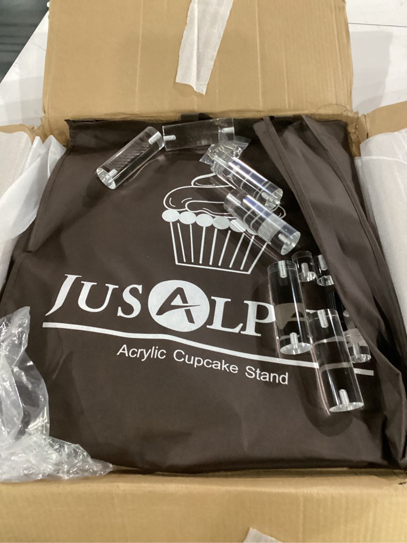 Condition photo showing Good Condition for jusalpha large 7 tier acrylic round wedding cake stand dessert stand pastry serving platter-food display stand for large event (with rod feet base) (7rf) large 7 tier with base