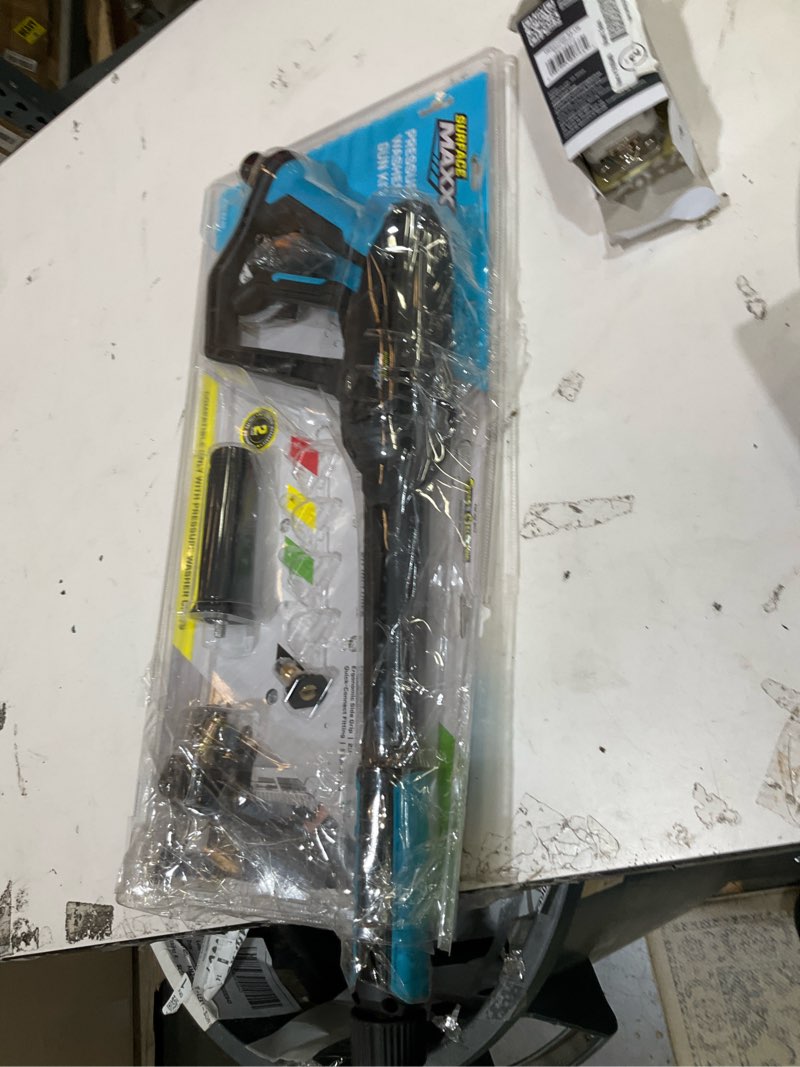 Condition photo showing As Is for surfacemaxx 1.67-ft up to 4500-psi plastic pressure washer spray gun kit