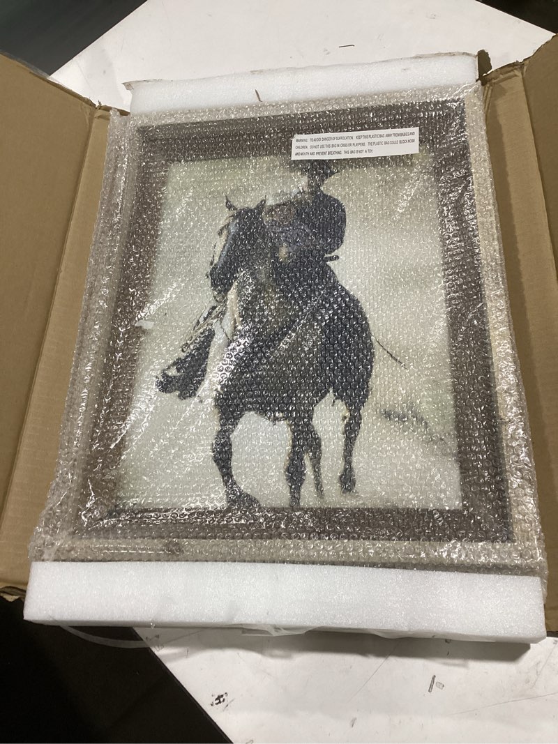 Condition photo showing New/Like New for Rustic 12x16 Picture Frame, Reclaimed Barnwood Photo Frame with Real Glass, Distressed Natural Wood Frame for Wall Mount, Farmhouse Country Home Office Cabin Décor